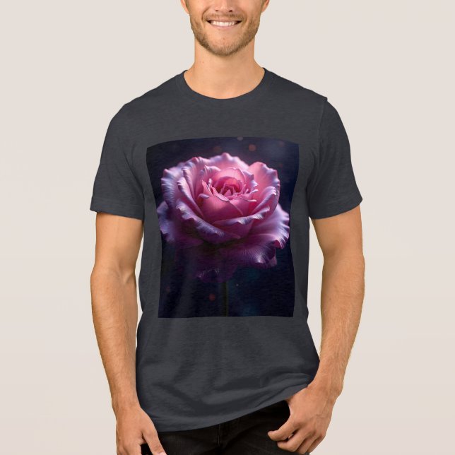 Fantasy Cute Beautiful Pink Rose Tri-Blend Shirt (Front)