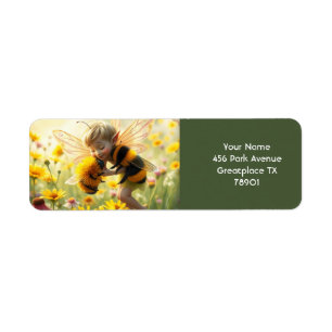 Fantasy Cute Bee Flowers Kiss Label