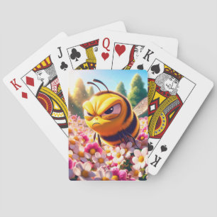 Fantasy Cute Bee Flowers Sun Poker Cards