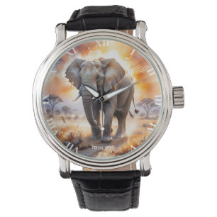 Fantasy Cute Big Elephant Savanna Watch
