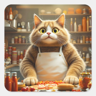 Fantasy Cute Big Eyes Cat Square Sticker