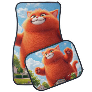 Fantasy Cute Big Orange Cat Car Floor Mat