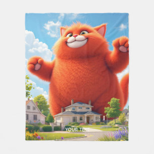 Fantasy Cute Big Orange Cat Fleece Blanket