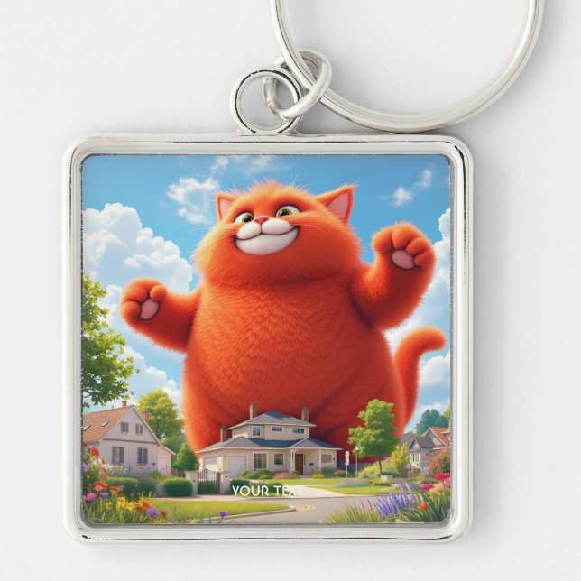 Fantasy Cute Big Orange Cat Keychain (Front)