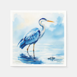 Fantasy Cute Bird Blue Watercolor Napkins
