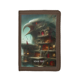 Fantasy Cute Bird House Library Tri-fold Wallet
