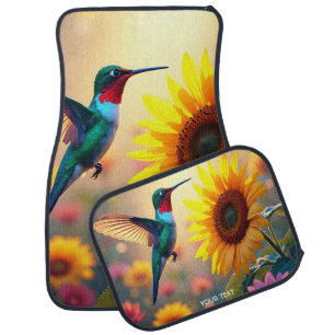 Fantasy Cute Bird Sunflower Flowers Car Floor Mat