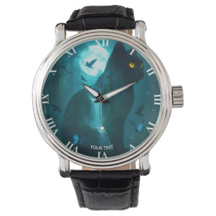 Fantasy Cute Black Surreal Cat Watch