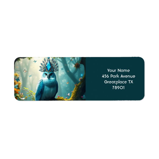 Fantasy Cute Blue Bird Forest Label (Front)