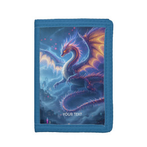 Fantasy Cute Blue Dragon City Tri-fold Wallet