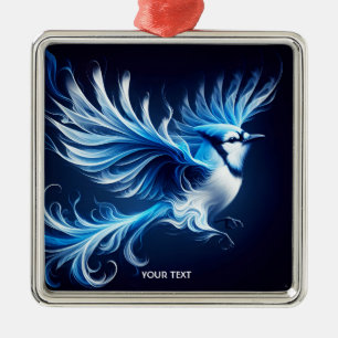 Fantasy Cute Blue Flying Bird Metal Ornament