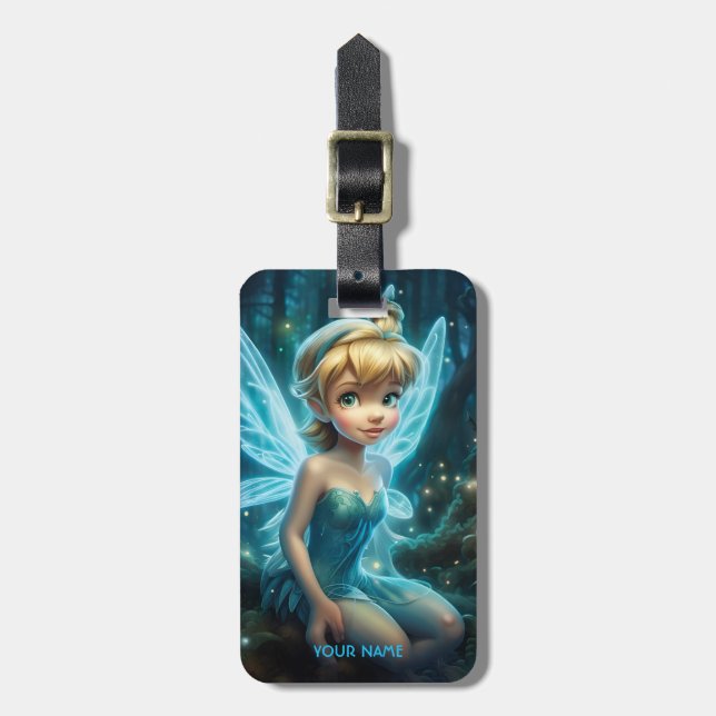 Fantasy Cute Blue Magic Fairy Luggage Tag (Front Vertical)