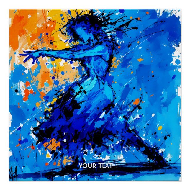 Fantasy Cute Blue Orange Dancer Poster (Front)