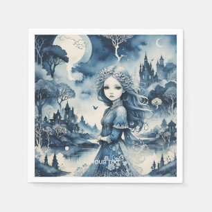 Fantasy Cute Blue Tones Landscape Napkins
