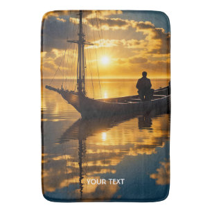 Fantasy Cute Boat Sunset Sea Bath Mat