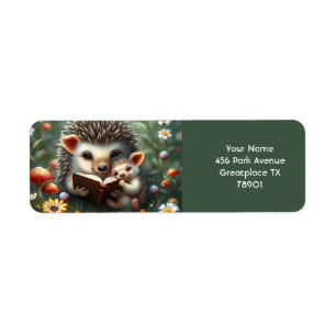 Fantasy Cute Book Mushrooms Flowers Label