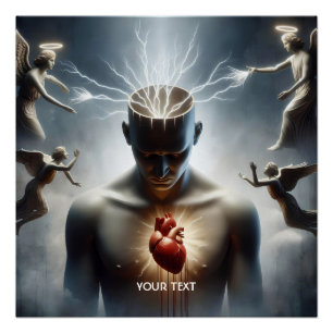 Fantasy Cute Brain Heart Lighting Poster