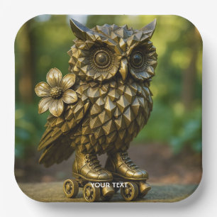 Fantasy Cute Brass Owl Skates Paper Plates