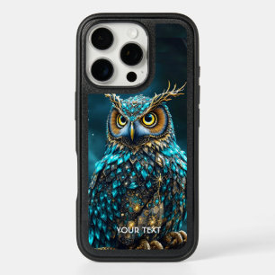 Fantasy Cute Brass Turquoise Owl iPhone 16 Pro Case