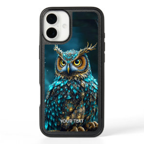 Fantasy Cute Brass Turquoise Owl iPhone 16 Plus Case