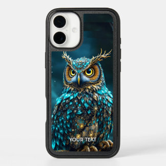 Fantasy Cute Brass Turquoise Owl iPhone 16 Plus Case