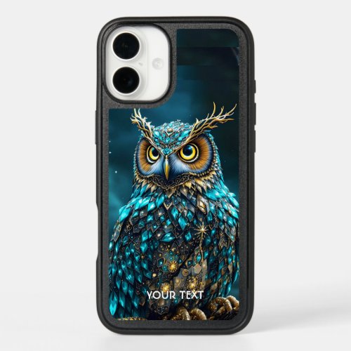 Fantasy Cute Brass Turquoise Owl iPhone 16 Plus Case