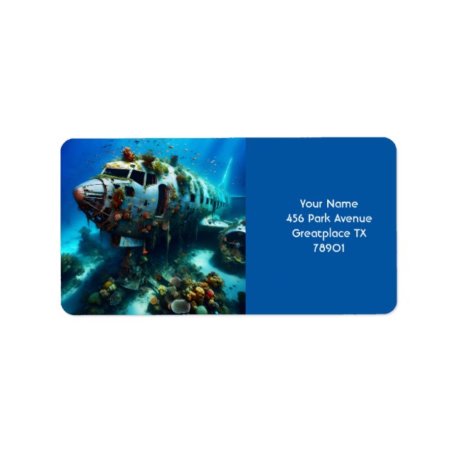 Fantasy Cute Broken Airplane Ocean Label (Front)