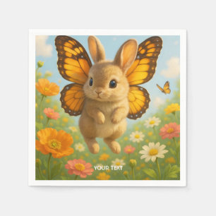 Fantasy Cute Bunny Flowers Wings Napkins