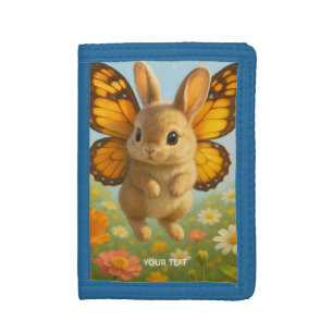 Fantasy Cute Bunny Flowers Wings Tri-fold Wallet
