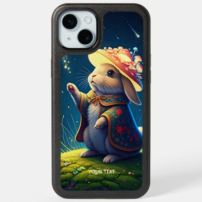 Fantasy Cute Bunny Mushroom Stars iPhone 15 Plus Case (Back)