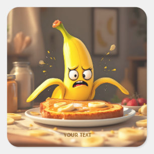 Fantasy Cute Butter Banana Toast Square Sticker