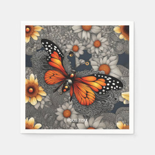 Fantasy Cute Butterfly Filigree Flowers Napkins