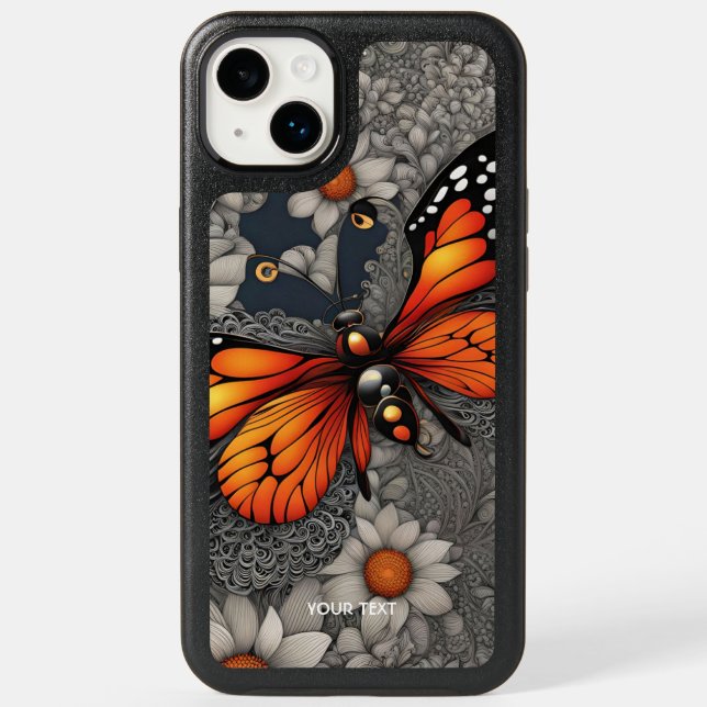 Fantasy Cute Butterfly Filigree Flowers Otterbox iPhone Case (Back)