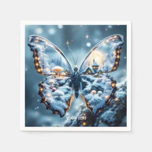 Fantasy Cute Butterfly Mushrooms Winter Napkins