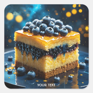 Fantasy Cute Cake Honey Blueberries Square Sticker