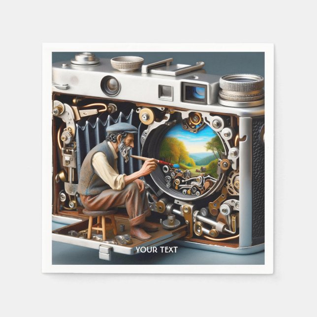 Fantasy Cute Camera Painting Landscape Napkins (Front)