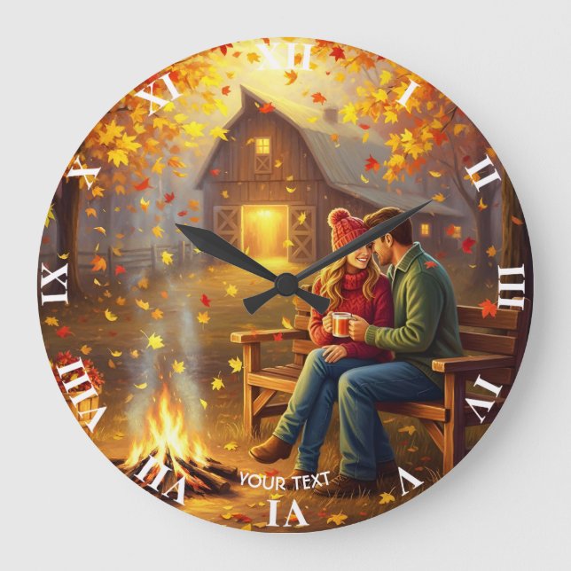 Fantasy Cute  Campfire Date Country Large Clock (Front)