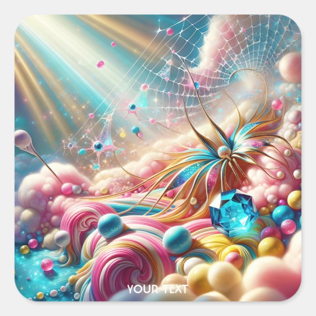 Fantasy Cute Candy Web Light Square Sticker (Front)