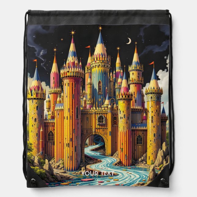 Fantasy Cute Castle From Pencils Drawstring Bag (Front)