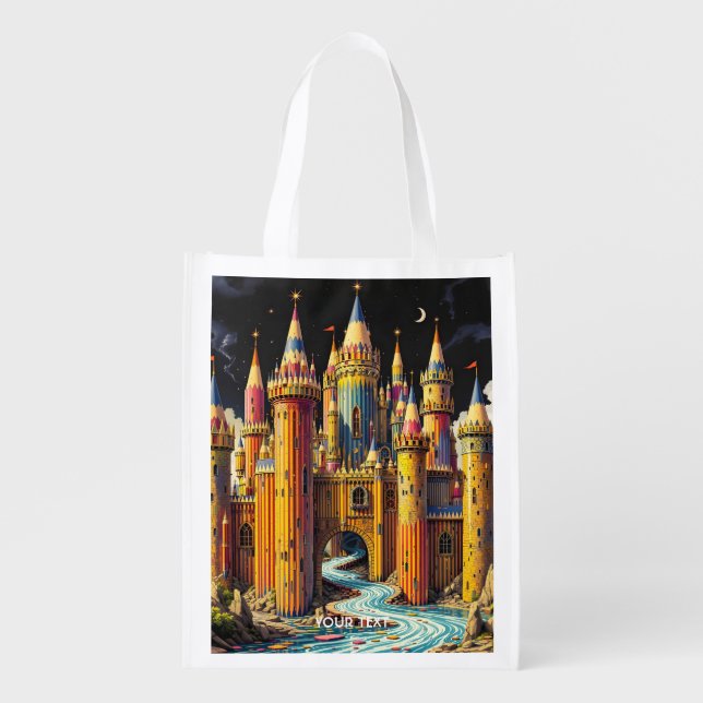 Fantasy Cute Castle From Pencils Grocery Bag (Front)