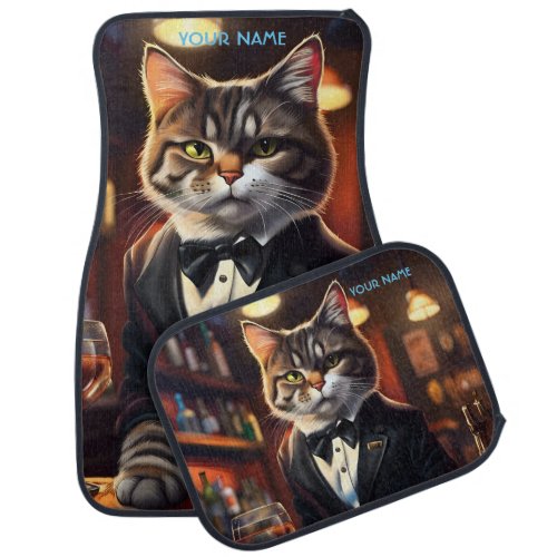 Fantasy Cute Cat Barman Tuxedo Car Floor Mat