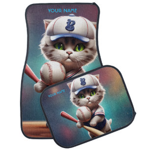 Fantasy Cute Cat Baseball Uniform Car Floor Mat