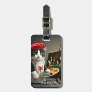 Fantasy Cute Cat Beret Painting Luggage Tag