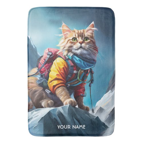Fantasy Cute Cat Climbing Everest Bath Mat