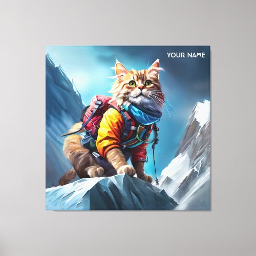 Fantasy Cute Cat Climbing Everest Canvas Print