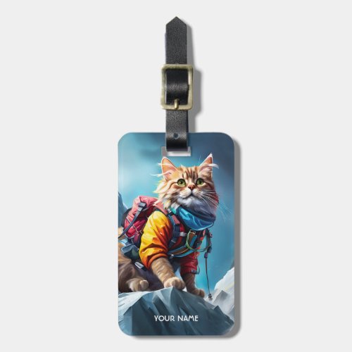 Fantasy Cute Cat Climbing Everest Luggage Tag