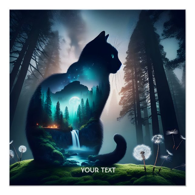 Fantasy Cute Cat Double Exposition Poster (Front)