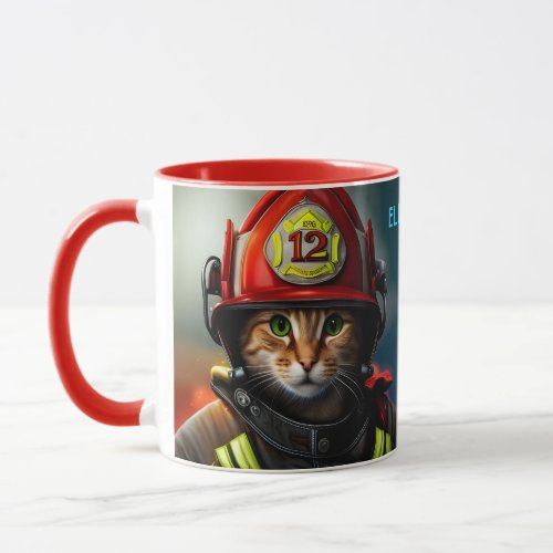 Fantasy Cute Cat Firefighter Suit Mug