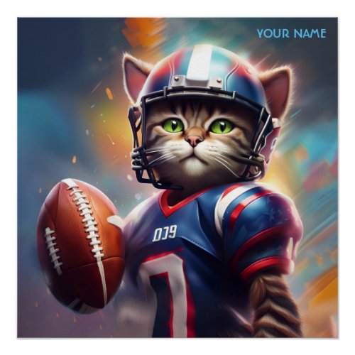 Fantasy Cute Cat Football Uniform Poster