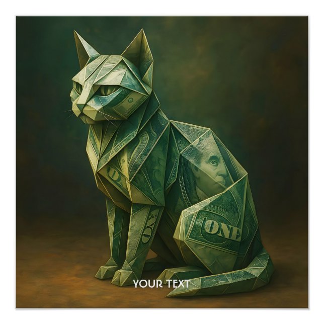 Fantasy Cute Cat Money Origami Poster (Front)